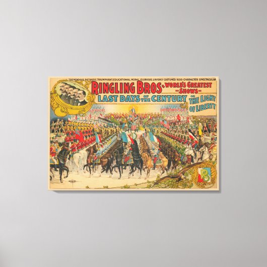 制服を着た男たちが馬に乗って来る大パレード キャンバスプリント (正面)