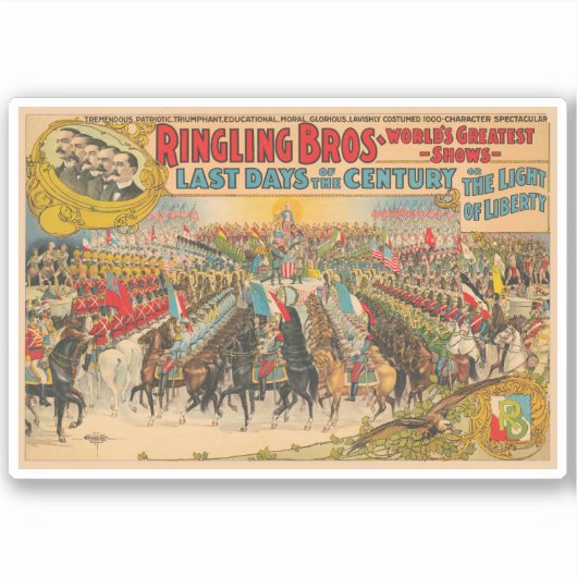 制服を着た男たちが馬に乗って来る大パレード シール (正面)