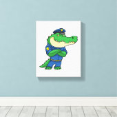 制服を着た警官としてのワニ キャンバスプリント (インサイチュ (ウッドフロア))