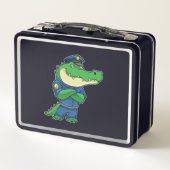 制服を着た警官としてのワニ メタルランチボックス (裏面)