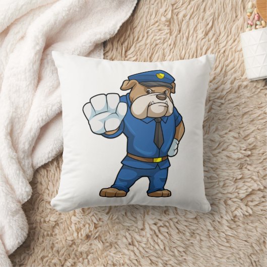 制服を着た警察官としての犬 クッション (ブランケット)