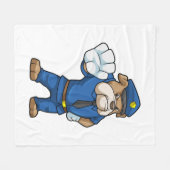 制服を着た警察官としての犬 フリースブランケット (正面(横))