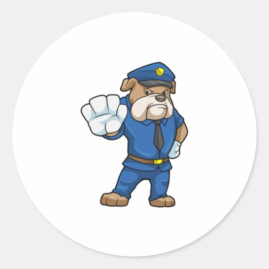 制服を着た警察官としての犬 ラウンドシール (正面)