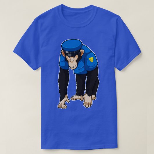 制服を着た警察官としての猿 Tシャツ (デザイン正面)