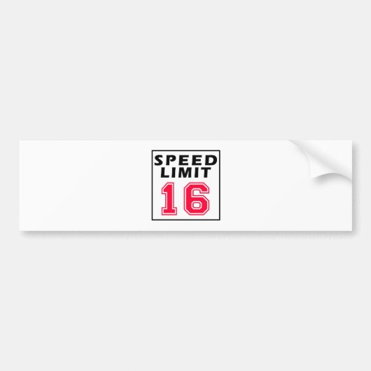 制限速度16の誕生日のデザイン バンパーステッカー (正面)