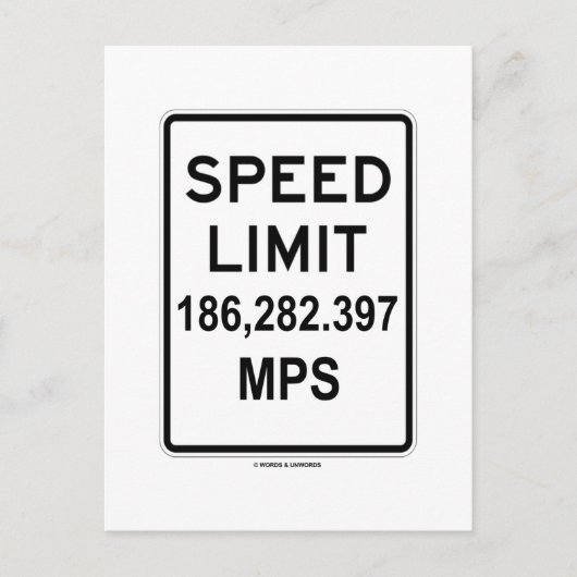 制限速度186,282.397 MPS (光速度) ポストカード (正面)
