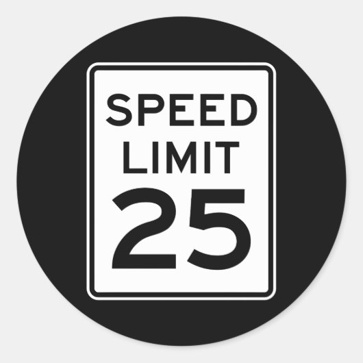 制限速度25 Mph運転道路標識 ラウンドシール (正面)