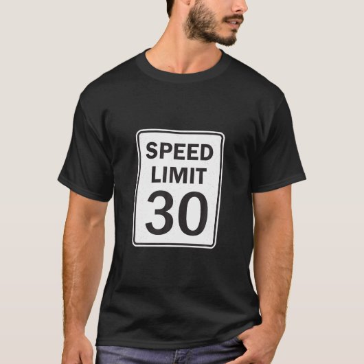 制限速度30 MPH運転道路標識Tシャツ Tシャツ (正面)