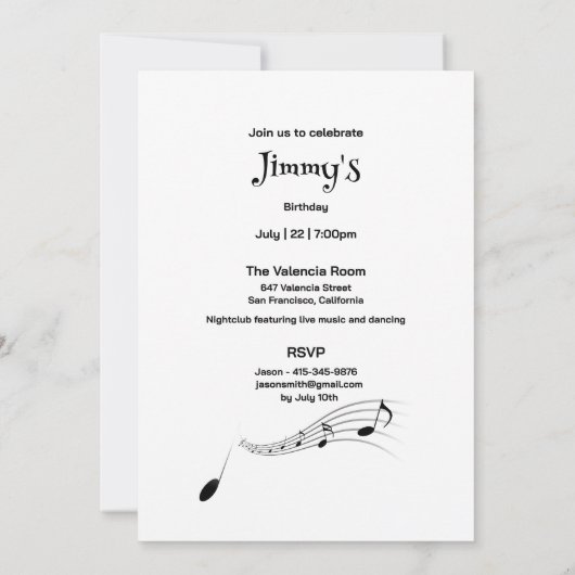 制限速度55サイン誕生日パーティー 招待状 (裏面)