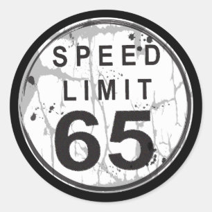 制限速度65の汚いステッカー ラウンドシール
