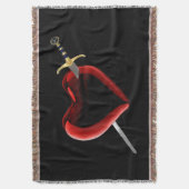 刺されたハートブランケット スローブランケット (正面縦)