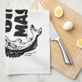 刺しの師としての漁師 キッチンタオル (四つ折り)