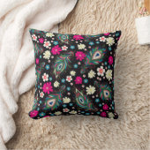 刺しゅうクジャクの羽の継ぎ目のない模様。クラス クッション (ブランケット)