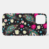 刺しゅうクジャクの羽の継ぎ目のない模様。クラス Case-Mate iPhoneケース (裏面 (横))