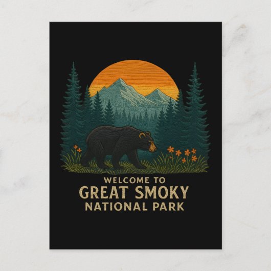 刺しゅうスモーキー素晴らし山公園へようこそ シーズンポストカード (正面)