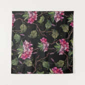 刺しゅうゼラニウムの花の継ぎ目のない模様 タペストリー (正面(横))