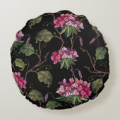 刺しゅうゼラニウムの花の継ぎ目のない模様 ラウンドクッション (裏面)