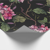 刺しゅうゼラニウムの花の継ぎ目のない模様 ラッピングペーパー (角)