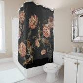 刺しゅうヴィンテージ模様のバラ芽 シャワーカーテン (インサイチュ)