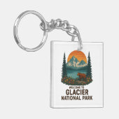 刺しゅう氷河ナショナルUSAパークへようこそ キーホルダー (正面左)