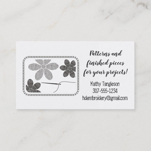 刺しゅう花針糸シームストレス 名刺 (裏面)