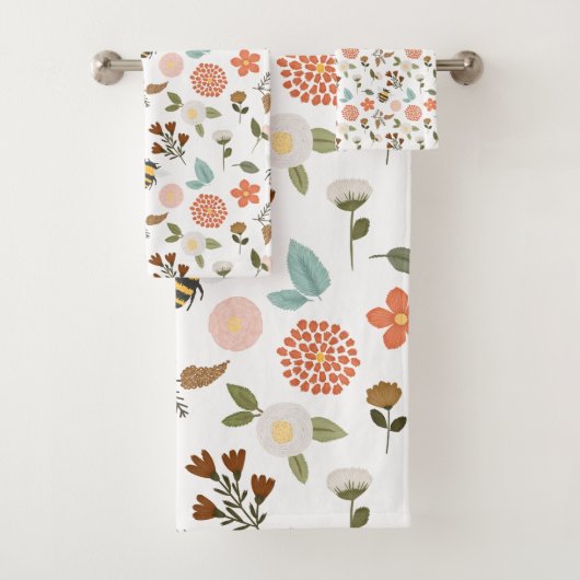 刺しゅう蜂と花の外観 バスタオルセット (インサイチュ)