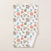 刺しゅう蜂と花の外観 バスタオルセット (ハンドタオル)