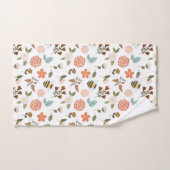 刺しゅう蜂と花の外観 バスタオルセット (ハンドタオル)