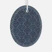 刺し子刺繍：アイ日本のゴ模様。 ガラスオーナメント (正面右)