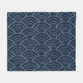 刺し子刺繍：アイ日本のゴ模様。 フリースブランケット (正面(横))