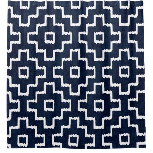 刺し子柄伝統的日本の刺繍 シャワーカーテン (正面)