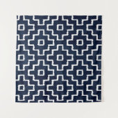 刺し子柄伝統的日本の刺繍 タペストリー (正面(横))