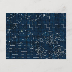 刺し子風刺繍の模倣 ポストカード