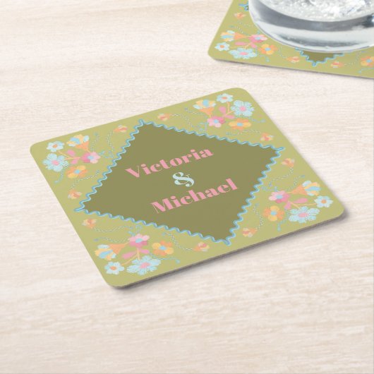 刺カラフルしゅうモダン スクエアペーパーコースター (アングル)