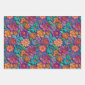 刺カラフルしゅう花デザイン ラッピングペーパーシート (正面3)