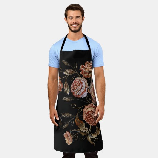 刺クラシックしゅうヴィンテージのバラ エプロン (着用した状態)