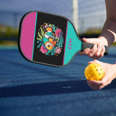 刺フェイクしゅう熱帯魚ブルーピンクモノグラム ピックルボールラケット