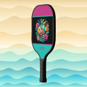 刺フェイクしゅう熱帯魚ブルーピンクモノグラム ピックルボールラケット