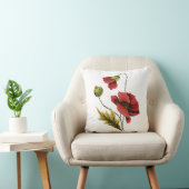 刺フェイクしゅう赤いケシ枕 クッション (椅子)