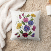 刺フェイクしゅう – スイートピースジャコビーン刺繍 クッション (ブランケット)