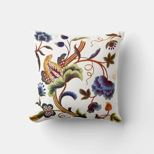 刺フェイクしゅう – ブルージャコビーンクレエル刺繍 クッション (正面)
