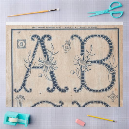 刺フランスのしゅう柄の切り離し又はギフトラップ 薄葉紙 (クラフト)