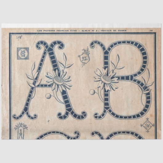 刺フランスのしゅう柄の切り離し又はギフトラップ 薄葉紙 (正面)