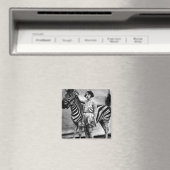 刺入されたサーカスのレディとゼブラの四角い磁石 マグネット (インサイチュ (食洗機))