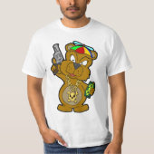 刺客くまの通りのゲームのきらきら光るな現金は無秩序を撃ちます Tシャツ (正面)