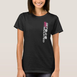 刺激された女性のTシャツの垂直を得て下さい Tシャツ