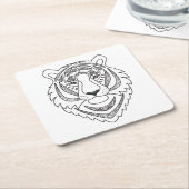 刺激を受けたで白いトラ スクエアペーパーコースター (アングル)