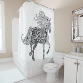 刺激を受けたで黒い馬 シャワーカーテン (インサイチュ)