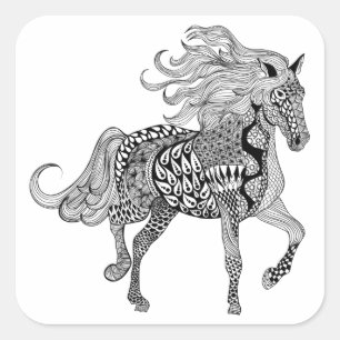 刺激を受けたで黒い馬 スクエアシール