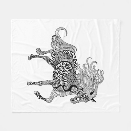 刺激を受けたで黒い馬 フリースブランケット (正面(横))